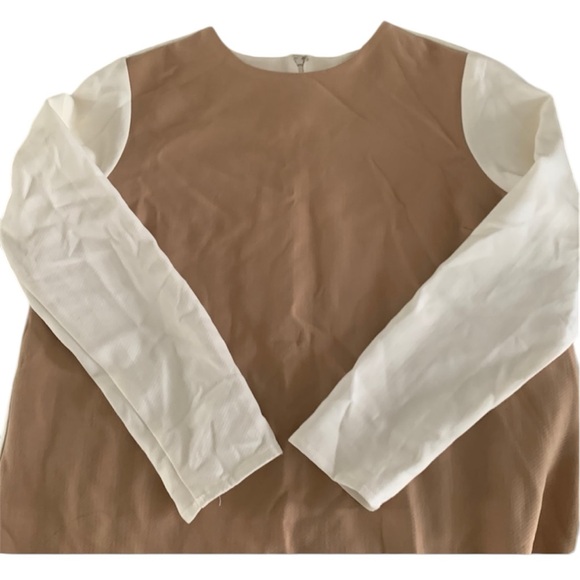 ASOS Womans Colorblock Tan White Long Sleeve Dress Size 10 - Picture 5 of 12